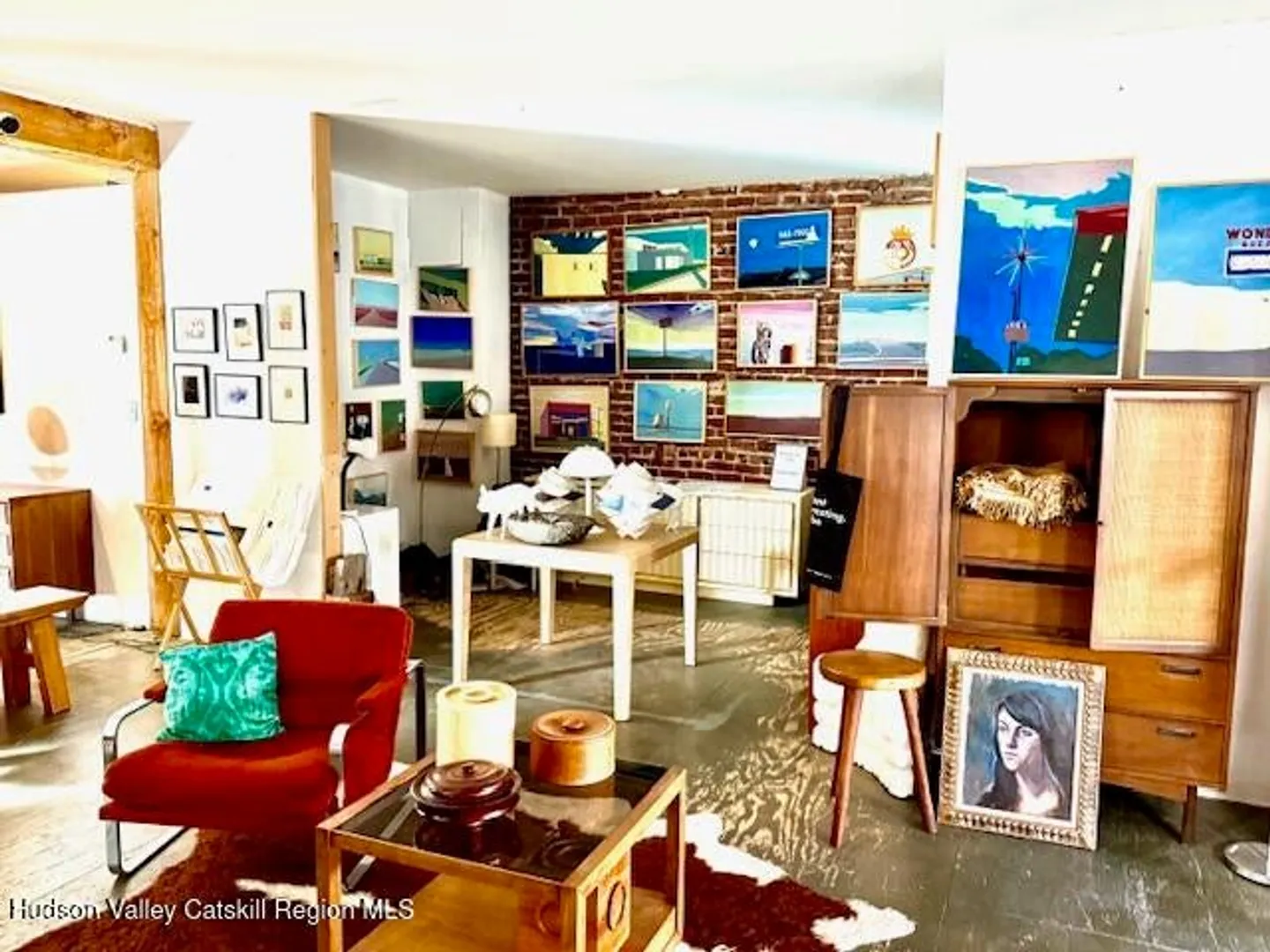 Retail gallery with art and furniture displays