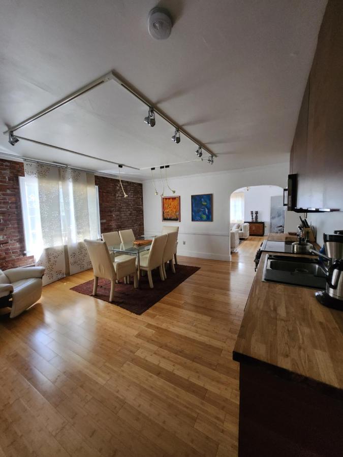 Apartment kitchen, dining and living area